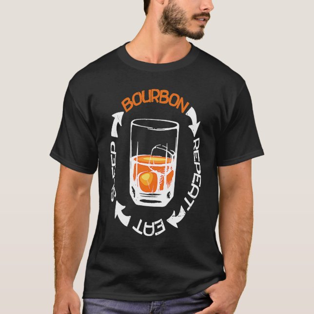 Camiseta Eat Sleep Bourbon Repeat Scotch  Single Malt Whisk (Anverso)