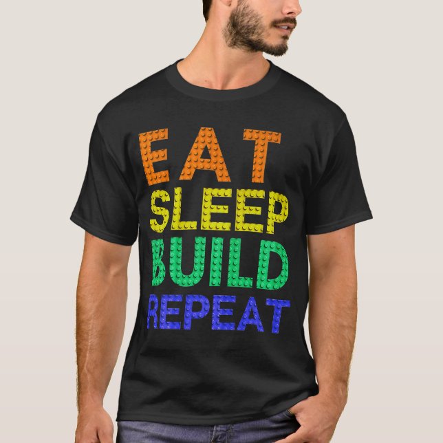 Camiseta Eat Sleep Build Repeat Building Block (Anverso)