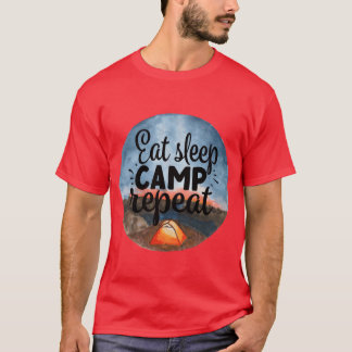 Camiseta Eat Sleep Camp Repeat Adventure Camping Vacation f