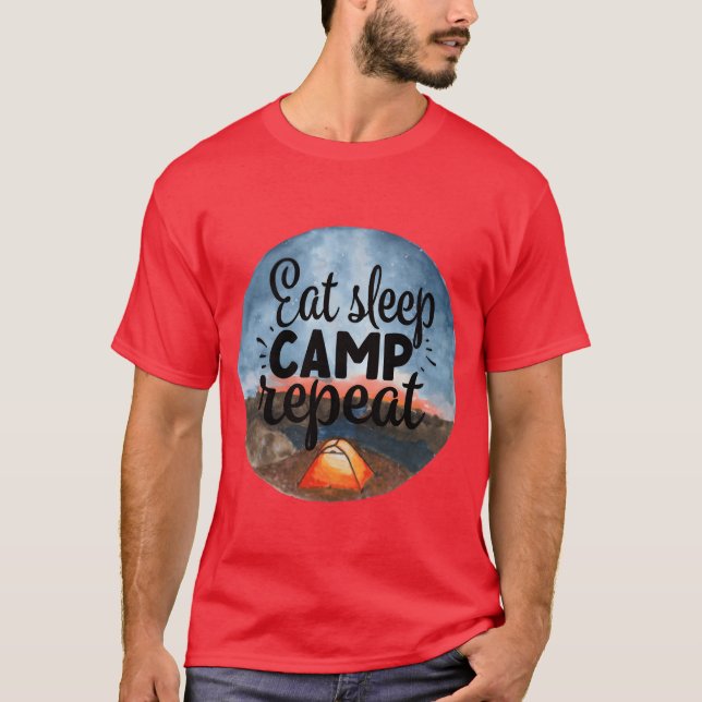 Camiseta Eat Sleep Camp Repeat Adventure Camping Vacation f (Anverso)