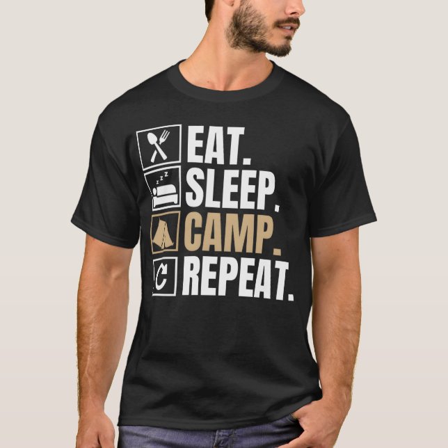Camiseta eat sleep camp repeat girl (Anverso)
