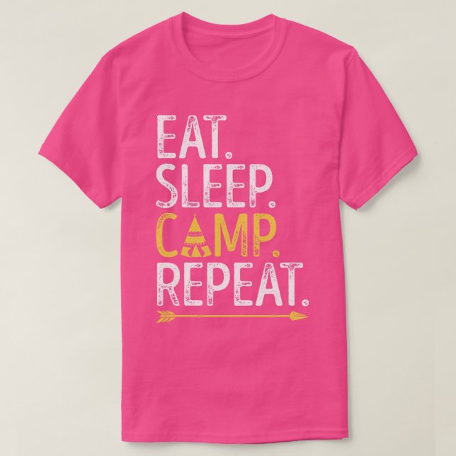 Camiseta Eat Sleep Camp Repetir Gracioso Camping (Diseño del anverso)