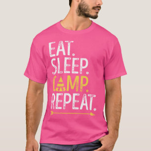 Camiseta Eat Sleep Camp Repetir Gracioso Camping