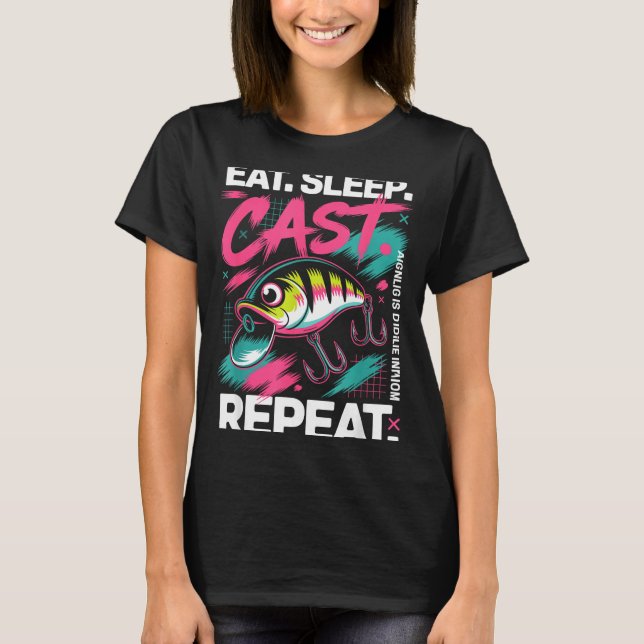 Camiseta Eat Sleep Cast Repeat Fishing Lover Men Dad Christ (Anverso)
