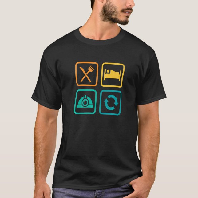 Camiseta Eat Sleep Cave Repeat Caver Speleology Spelunking  (Anverso)
