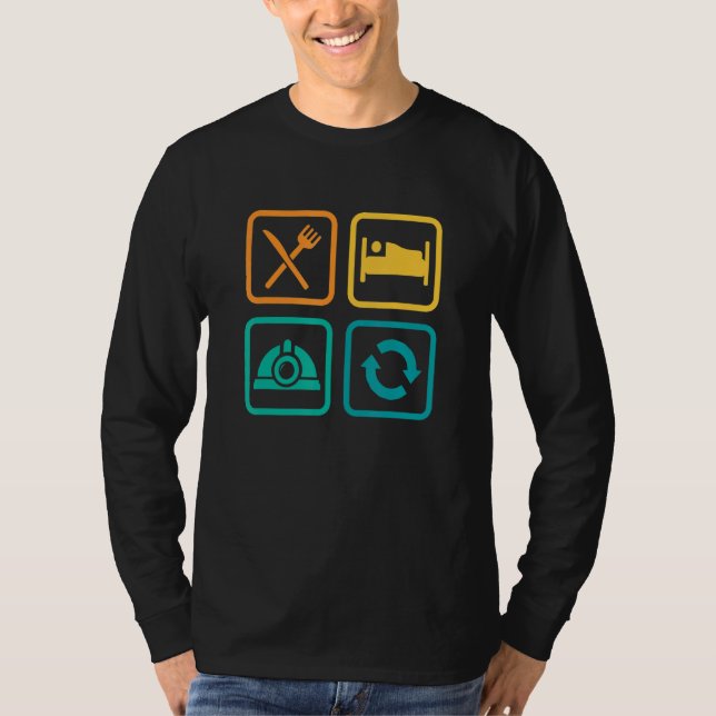 Camiseta Eat Sleep Cave Repeat Caver Speleology Spelunking  (Anverso)