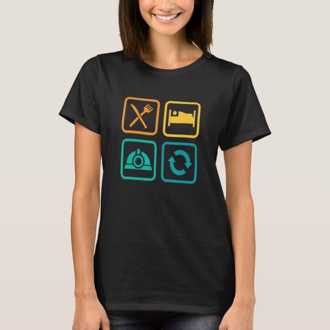Camiseta Eat Sleep Cave Repeat Caver Speleology Spelunking  (Anverso)