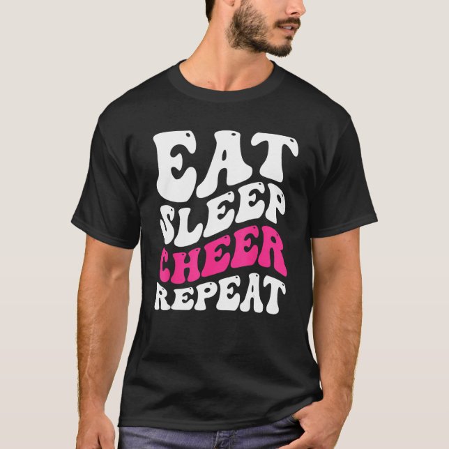 Camiseta Eat Sleep Cheer Repeat  Cheerleader Cheering Squad (Anverso)