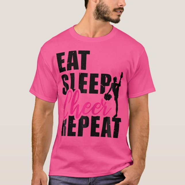 Camiseta Eat Sleep Cheer Repeat Cheerleading Cheerleader Gy (Anverso)