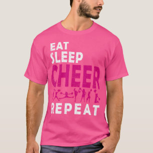Camiseta Eat Sleep Cheer Repetir Cheque Líder