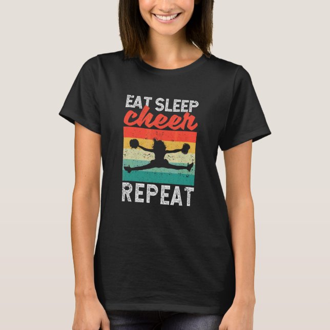 Camiseta Eat Sleep Cheer Repetir la práctica animadora (Anverso)
