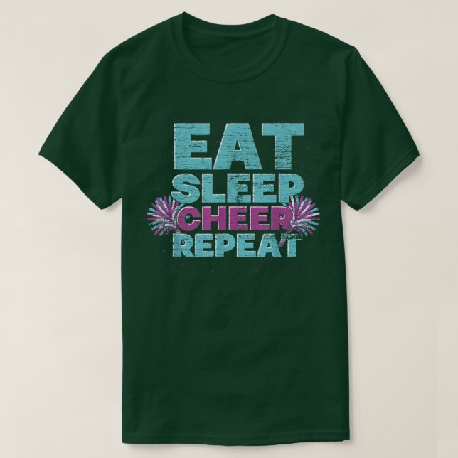 Camiseta Eat Sleep Cheerl Repetir Cheerhead Cheerl (Diseño del anverso)