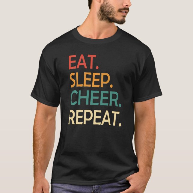Camiseta Eat Sleep Cheerl Repetir Cheerhead Cheerl (Anverso)