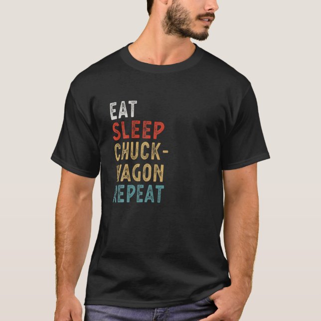 Camiseta Eat Sleep Chuckwagon Carreras Repetir Funny Player (Anverso)
