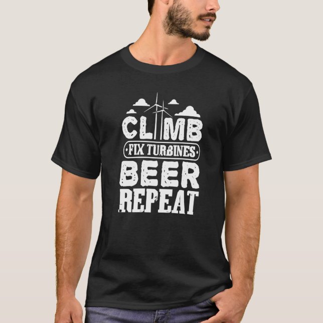 Camiseta Eat Sleep Climb Fix Vertical Wind Power Turbine T (Anverso)