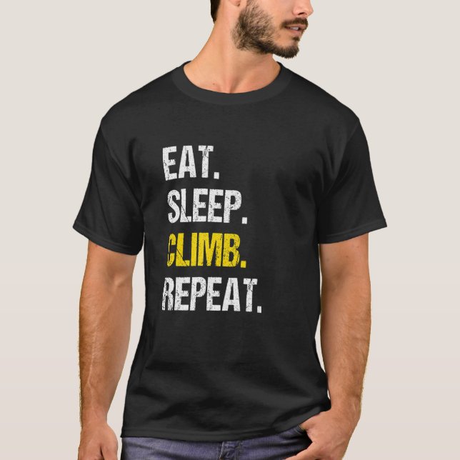 Camiseta Eat Sleep Climb Repeat Rock Boulder Bouldering Roc (Anverso)