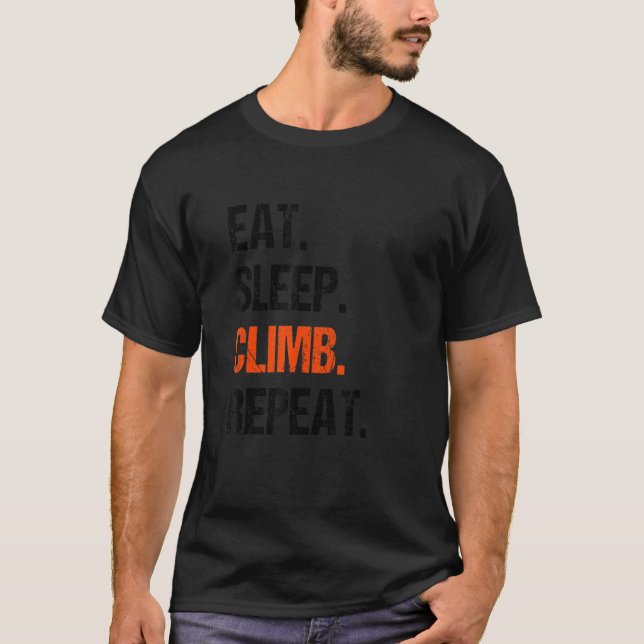Camiseta Eat Sleep Climb Repeat Rock Boulder Bouldering Roc (Anverso)
