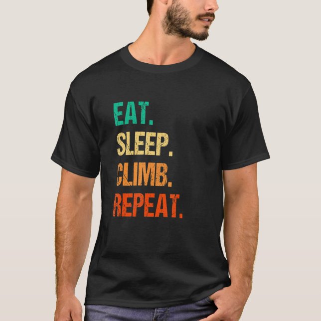 Camiseta Eat Sleep Climb Repeat Rock Boulder Bouldering Roc (Anverso)