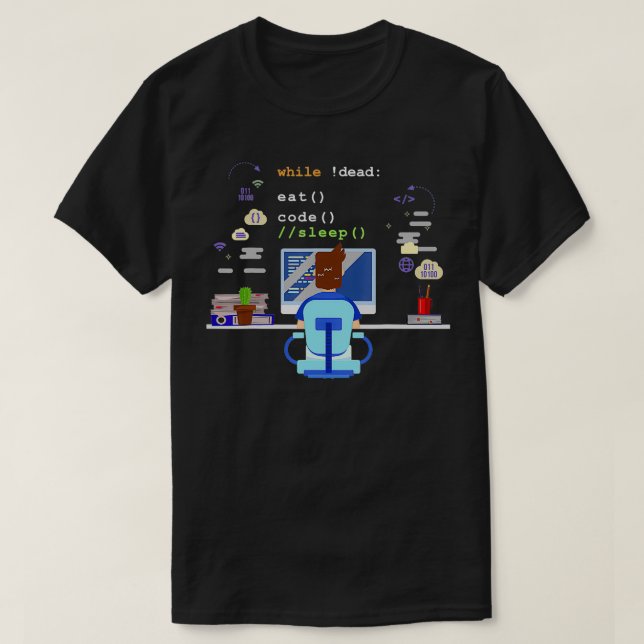Camiseta Eat Sleep Code Computer Science Programación (Diseño del anverso)