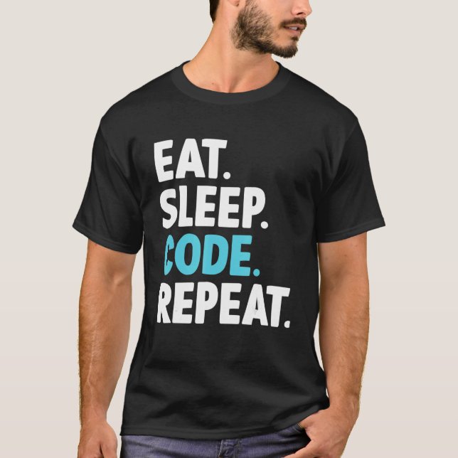 Camiseta Eat Sleep Code Repeat Coding Programador (Anverso)