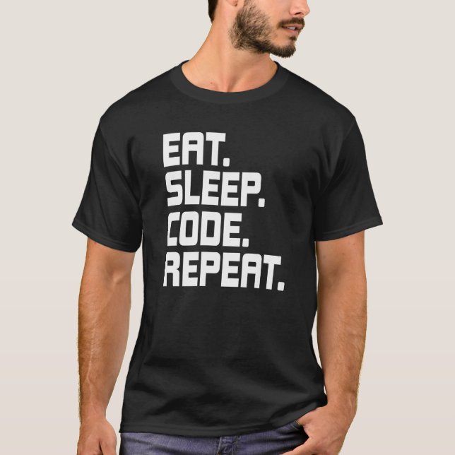 Camiseta Eat Sleep Code Repeat Coding Programador (Anverso)