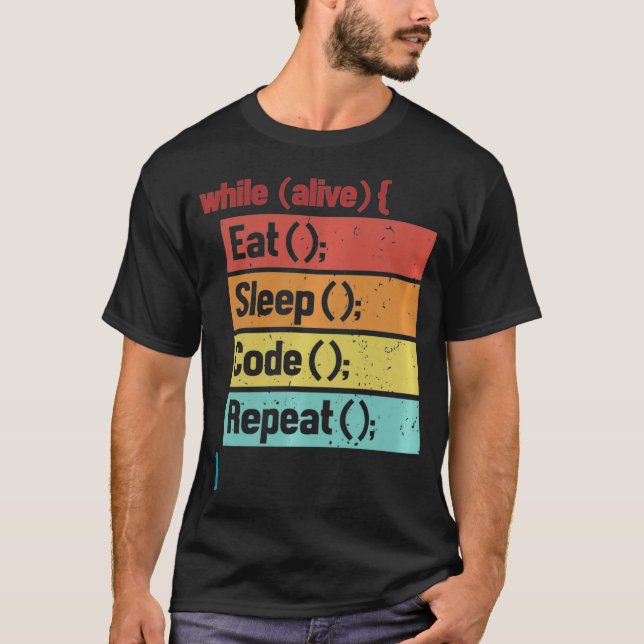Camiseta Eat Sleep Code Repeat Full Stack Coder Software De (Anverso)