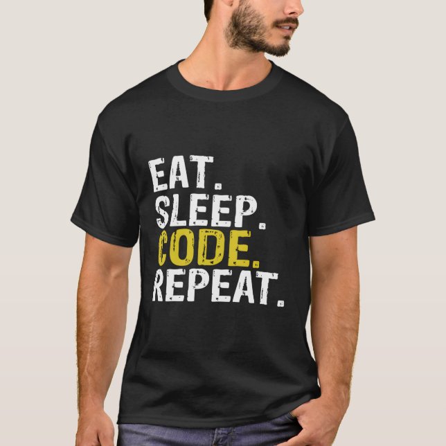 Camiseta Eat Sleep Code Repeat Programador (Anverso)