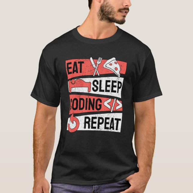 Camiseta Eat Sleep Coding Repetir programación de programad (Anverso)