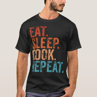 Camiseta Eat Sleep Cook Repeat Cooking Chef Culinary Lunch 
