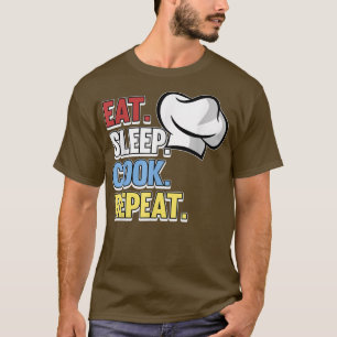 Camiseta Eat Sleep Cook Repetir Chef Cocina Cocina Comida G