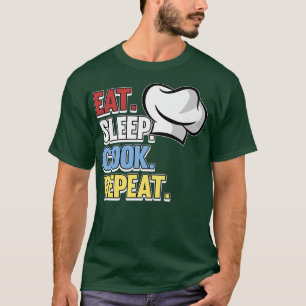 Camiseta Eat Sleep Cook Repetir Chef Cocina Cocina Comida G