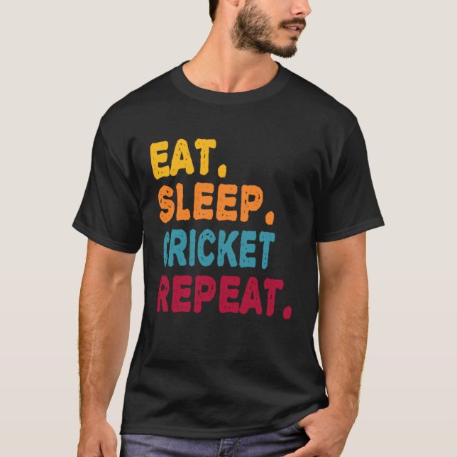 Camiseta Eat Sleep Cricket Repeat  Boys Men Women Sports Pl (Anverso)