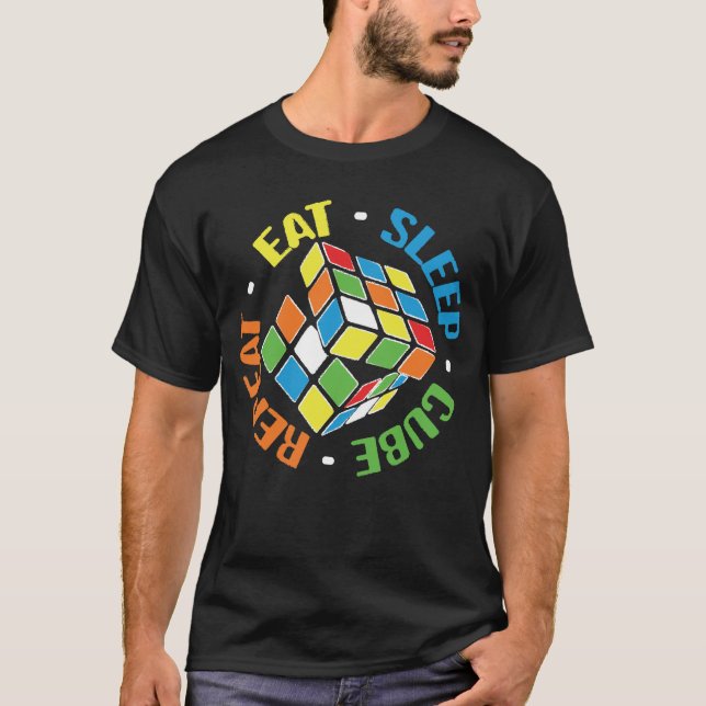 Camiseta Eat Sleep Cube Repeat - Cube Puzzle (Anverso)
