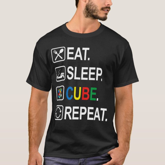 Camiseta Eat Sleep Cube Repetir Rompecabezas Competitivo Sp (Anverso)