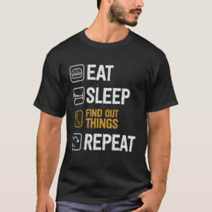 Camiseta Eat Sleep Descubre Cosas Repetir Privat Espía Secr