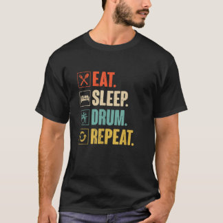 Camiseta Eat Sleep Drum Repeat Funny Retro Vintage Drummer 