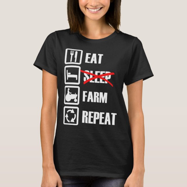 Camiseta Eat Sleep Farm Repeat (Anverso)