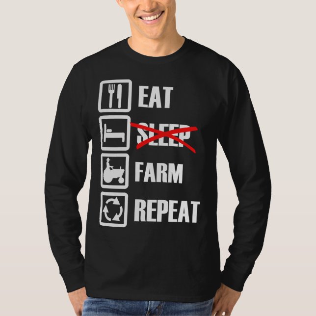 Camiseta Eat Sleep Farm Repeat (Anverso)