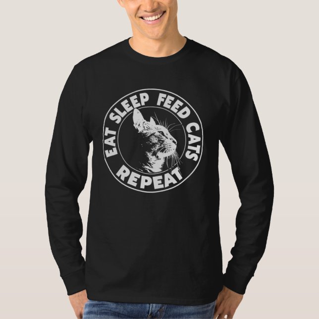Camiseta Eat Sleep Feed Cats Repeat Cat (Anverso)