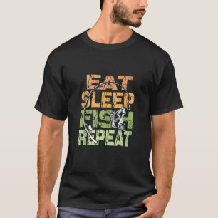 Camiseta Eat Sleep Fish Repetir Funny Fishing Appartal para