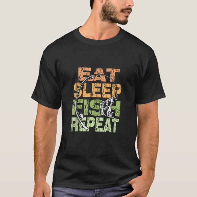Camiseta Eat Sleep Fish Repetir Funny Fishing Appartal para (Anverso)