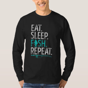 Camiseta Eat Sleep Fish Repiten Hombres Mujeres Niños Pesca