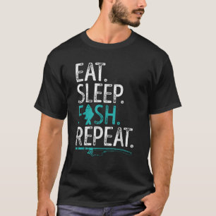 Camiseta Eat Sleep Fish Repiten Hombres Mujeres Niños Pesca