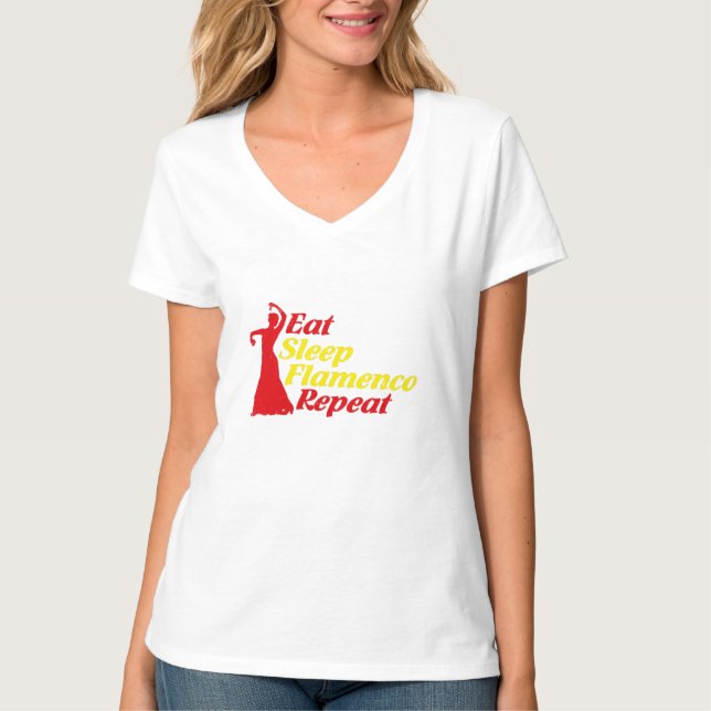 Camiseta Eat Sleep Flamenco Repetir la gracia para las bail (Anverso)