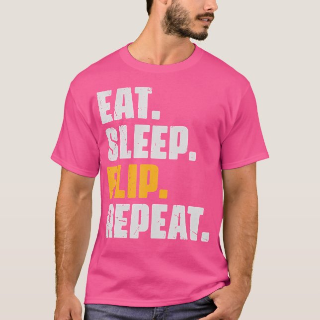 Camiseta Eat Sleep Flip Repeat - Funny Gymnastics Parkour F (Anverso)