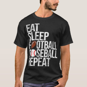 Camiseta Eat Sleep Football Baseball Repetir bola divertida