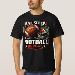 Camiseta Eat Sleep Football Repeat T-Shirt for Football Lo