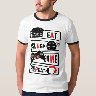 Camiseta Eat Sleep Game Repeat | Frase divertida d