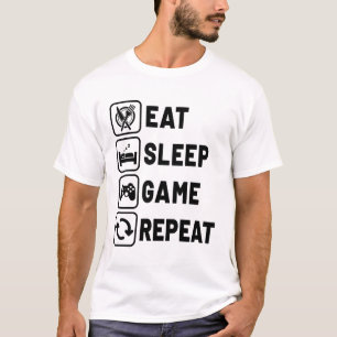 Camiseta Eat Sleep Game Repeat Gamer Gaming Nerd Geek
