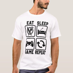Camiseta Eat Sleep Game Repeat Gamer Gaming Nerd Geek